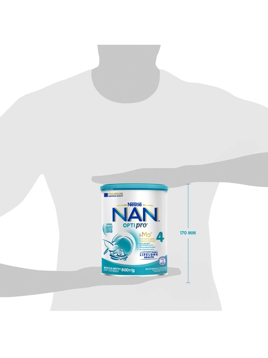 NAN 4 OPTIPRO o'sish, immunitet va miya rivojlanishi uchun sut, 800 gr, 18 oydan