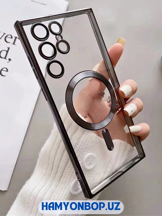 Чехол MagSafe для Samsung Galaxy S24, 23, 22, 21 Ultra, Plus, Fe прозрачный, силиконовый
