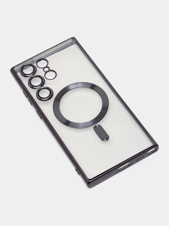 Чехол MagSafe для Samsung Galaxy S24, 23, 22, 21 Ultra, Plus, Fe прозрачный, силиконовый