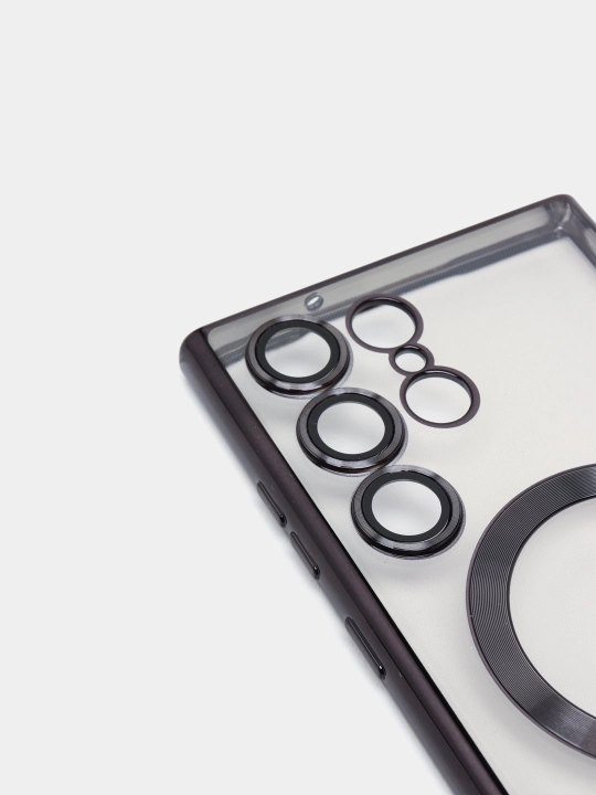 Чехол MagSafe для Samsung Galaxy S24, 23, 22, 21 Ultra, Plus, Fe прозрачный, силиконовый