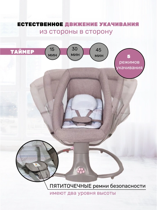 Детская люлька, шезлонг, электронная, электрокачели, кроватка для новорожденных Mastela