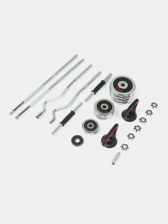 Комплект 6 в 1, штанги и гантели, YORK SP-Sport LN-1312, до 55 кг, хром