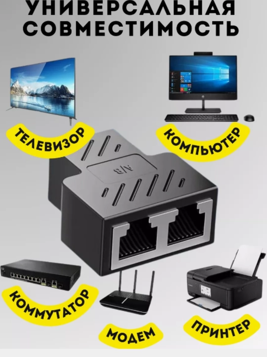 LAN o'tish adapteri RJ45 Internet kabelini ajratuvchi, tarmoq va Internet kabelini ulash - 