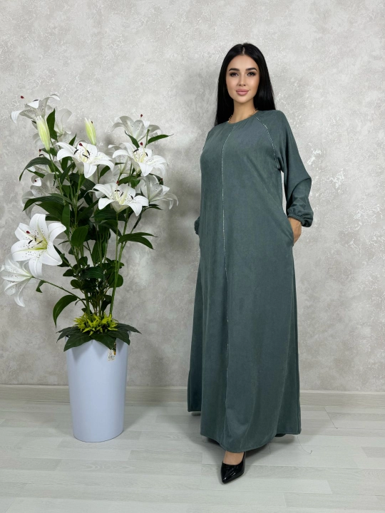 Abaya, uzun ko‘ylak, uzun yengli, baxmal - 