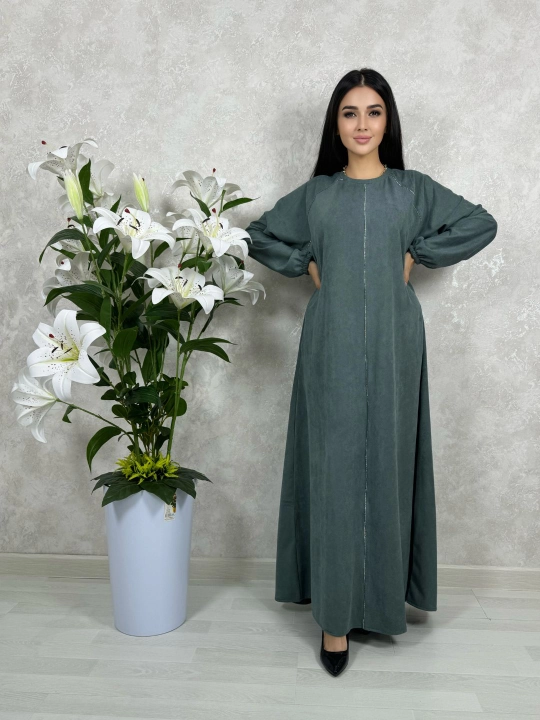 Abaya, uzun ko‘ylak, uzun yengli, baxmal