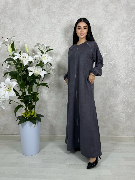 Abaya, uzun ko‘ylak, uzun yengli, baxmal - 