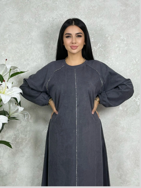 Abaya, uzun ko‘ylak, uzun yengli, baxmal