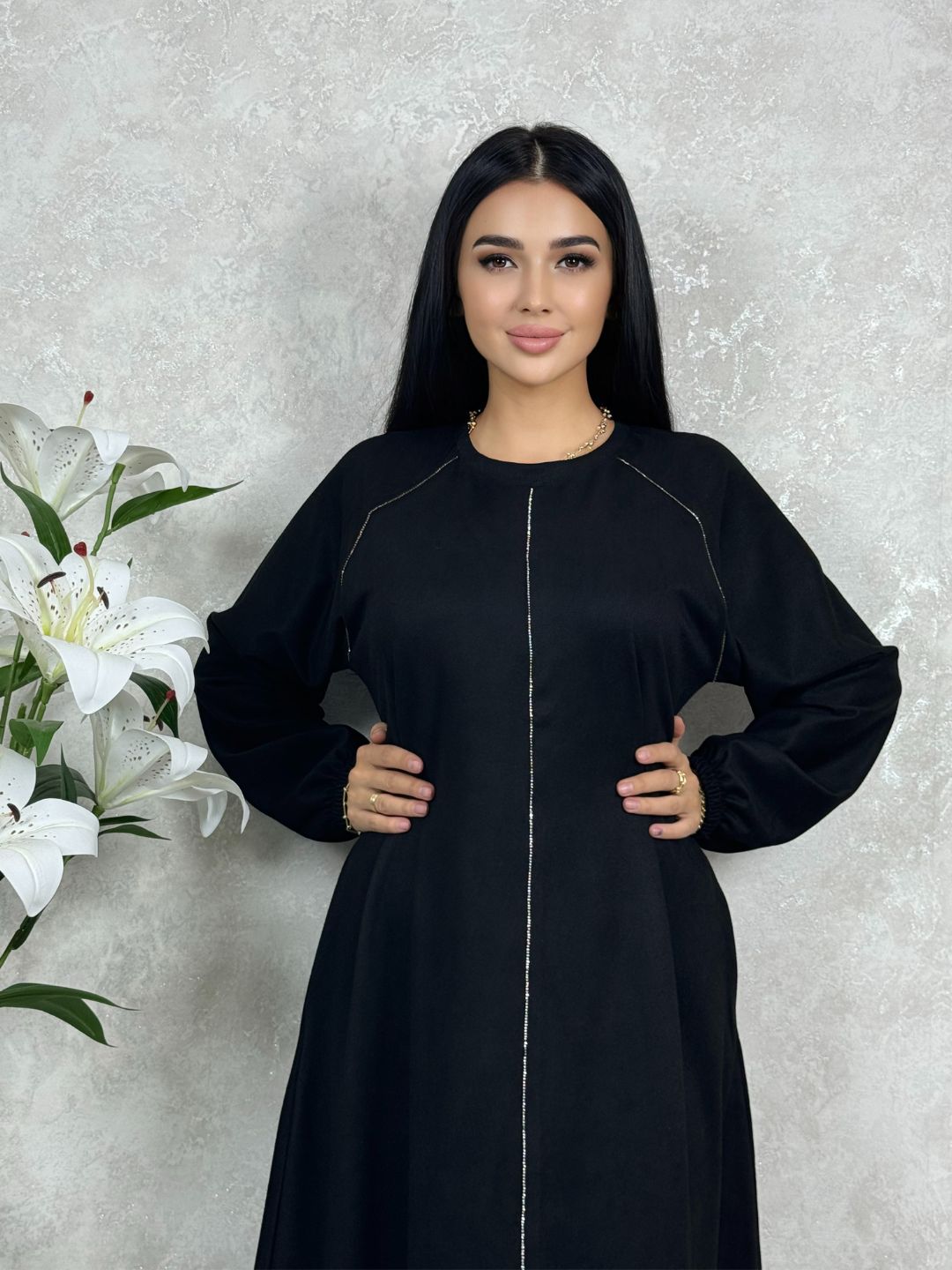 Abaya, uzun ko‘ylak, uzun yengli, baxmal - 
