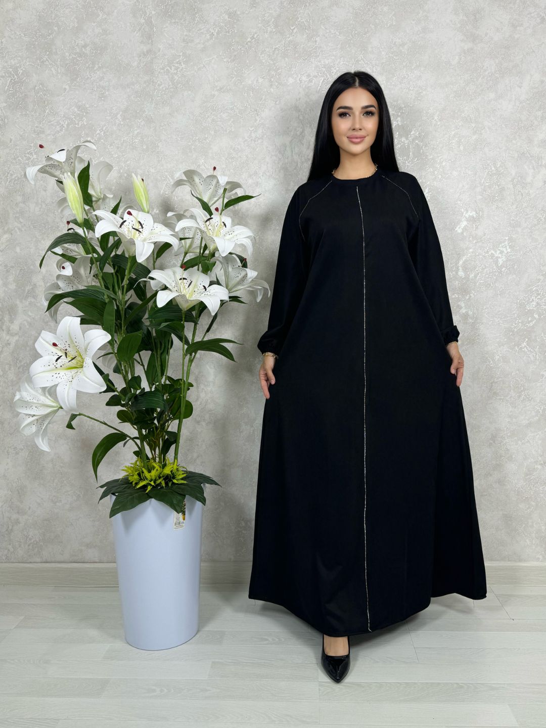 Abaya, uzun ko‘ylak, uzun yengli, baxmal