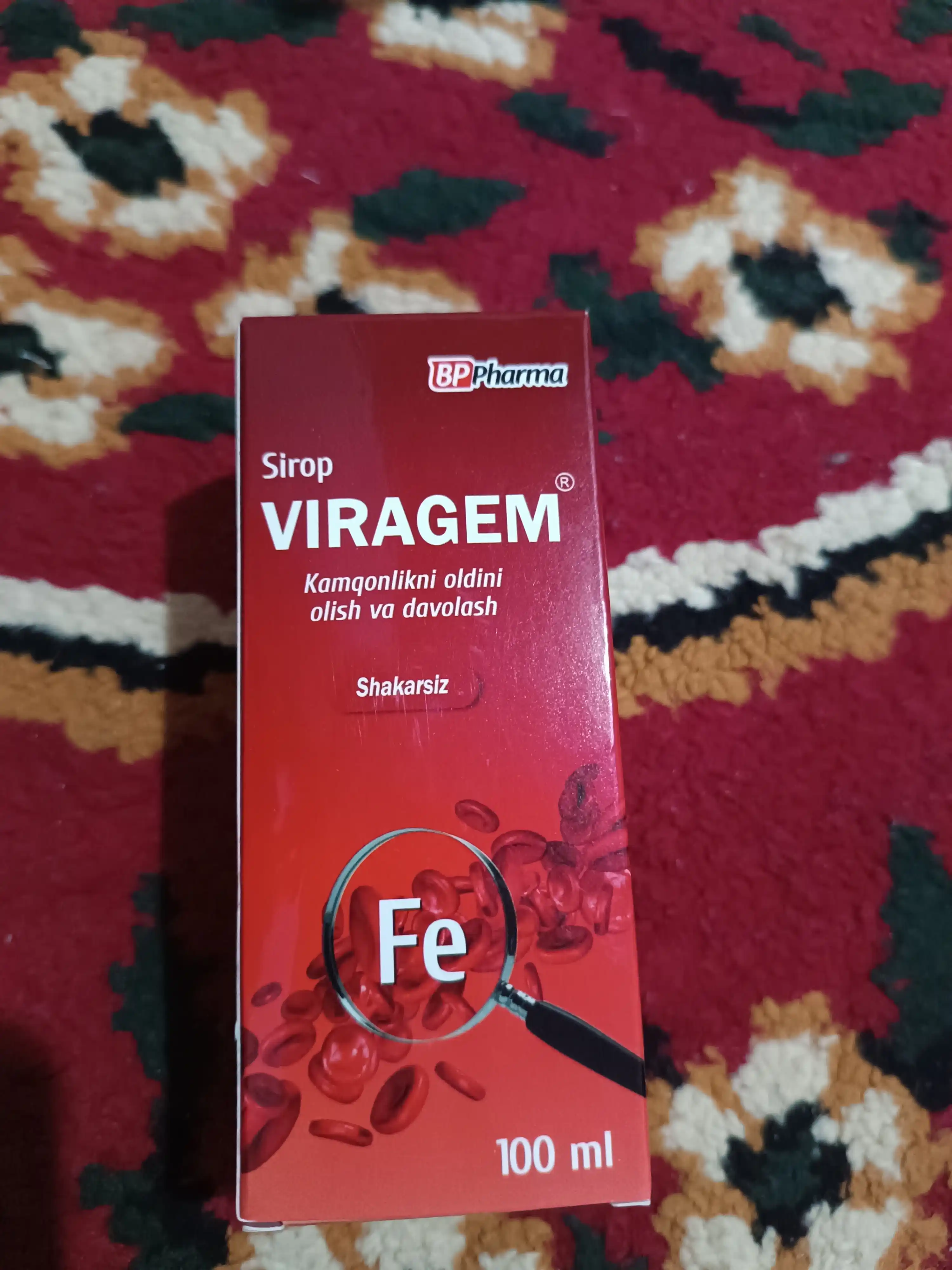 Viragem, temir helati + sink, vitamin C, B9, B12, bolalar va kattalar anemiyasida, 100 ml