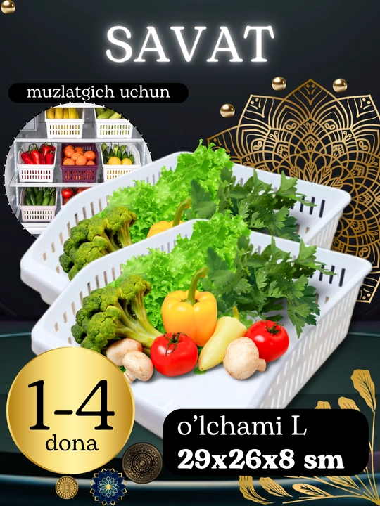 Oziq-ovqatlarni muzlatgichda saqlash uchun meva va sabzavotlar uchun savat - 