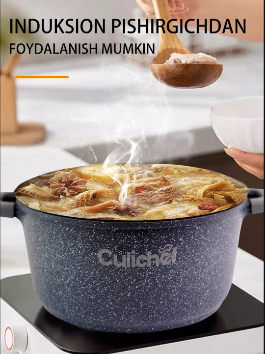 Granit tagiolmaydigan shisha qopqoqli, qozon CULICHEF