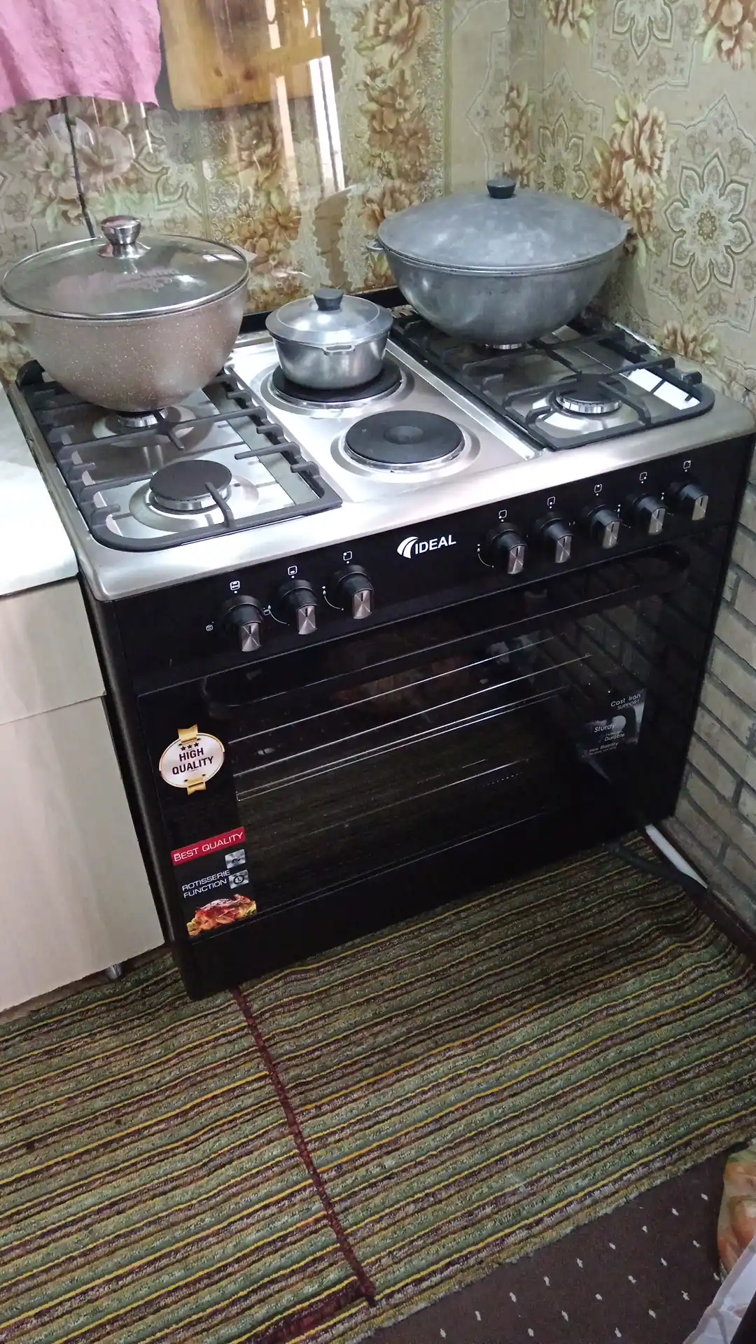 Gaz plita Ideal IEL9022, 4+2 konforkali, pech hajmi 106 litr, 90x60