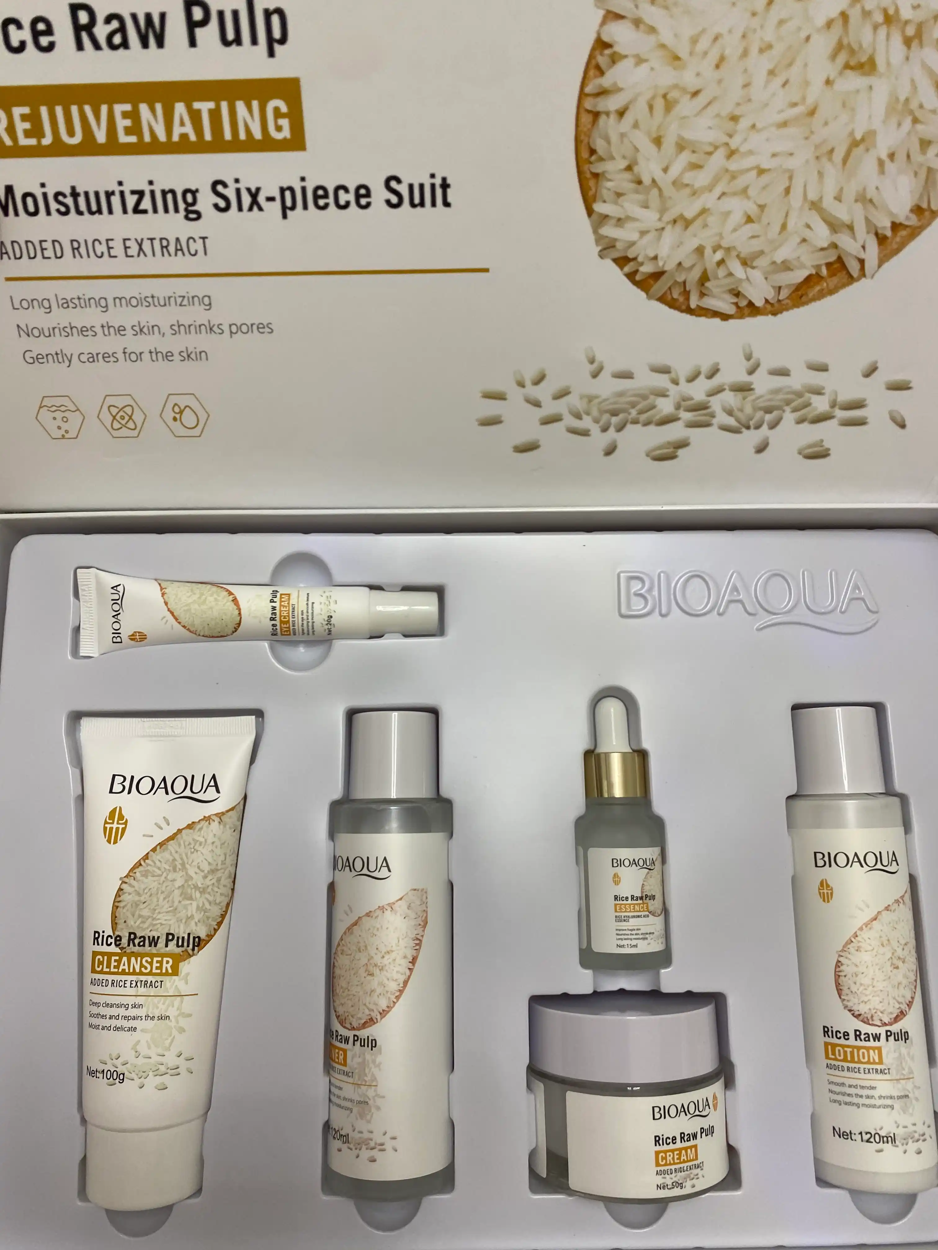 Bioaqua yuz uchun kosmetika toplami 6 tasi 1 da, krem koz atrofidagi,emulsiya,serum, tonik