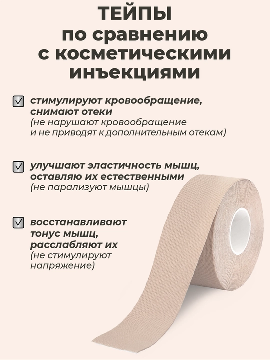 Kinesio тейп, лента для лица и тела, против морщин, пластырь спортивный, хлопок, 2 шт