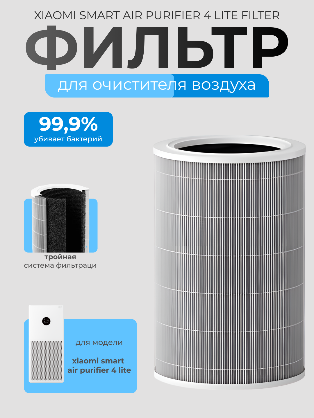 Фильтр для очистителя воздуха Xiaomi Mi Smart Air Purifier 4, Pro, Lite, Compact, Elite