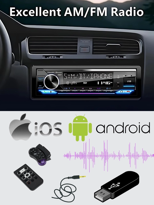 Pioneer aвтомагнитола 2 пульта Bluetooth, USB, AUX и FM радио магнитола
