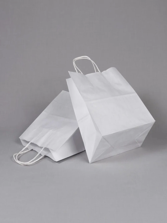 Buralgan va tekis tutqichli kraft qog'oz paket, 25 dona