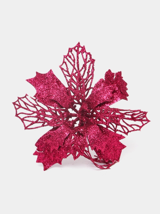 Archa daraxti bezaklari, Poinsettia ochiq ish, 15 sm - 