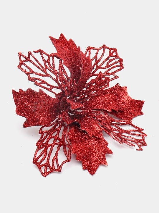 Archa daraxti bezaklari, Poinsettia ochiq ish, 15 sm