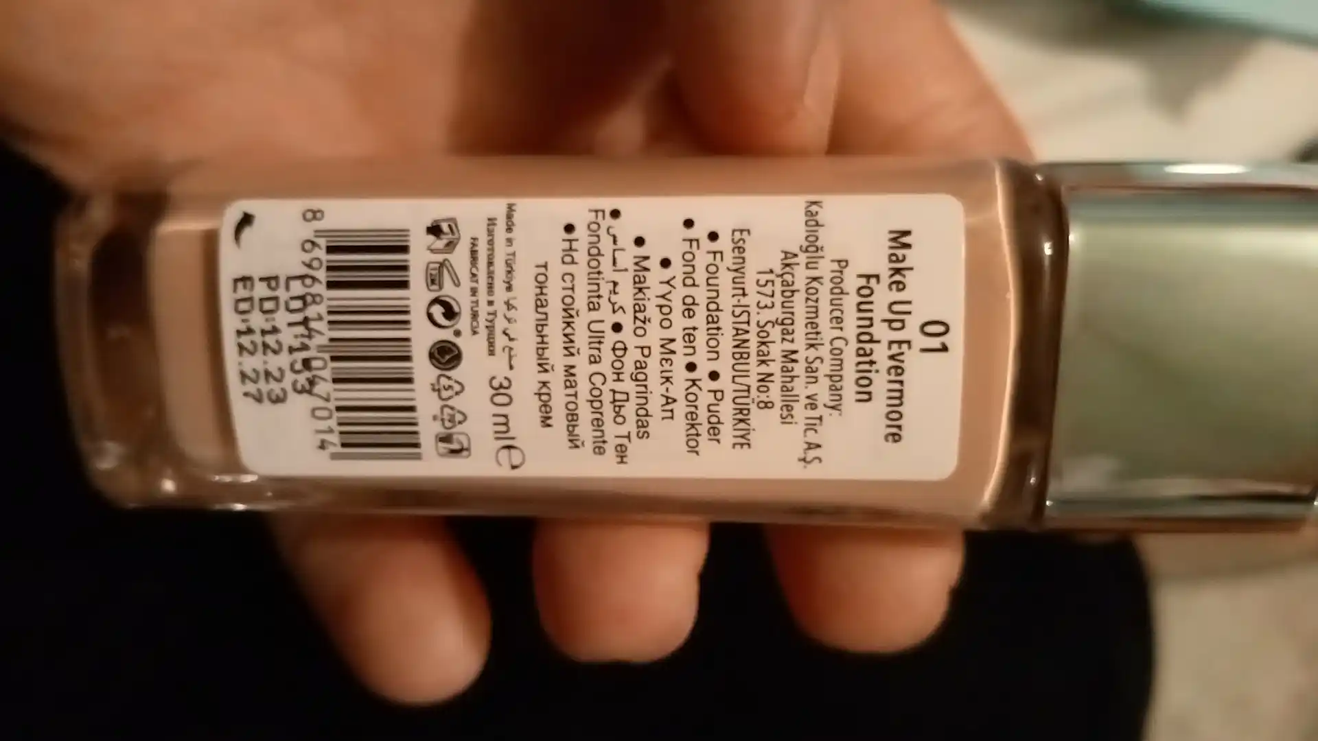 Gabrini Tonal kremi, HD Matte Make Up Evermore, xira, 30 ml