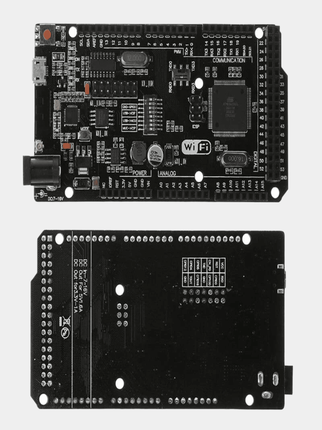 Плата Arduino Mega 2560 + WiFi Node MCU ESP8266 CH340G