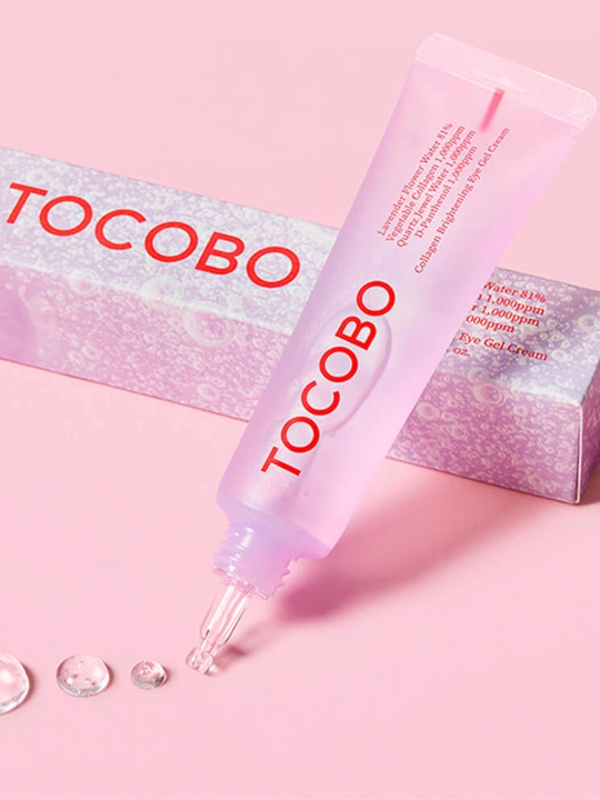 Qovoq uchun tiniqlashtiruvchi kollagenli gel Tocobo Sollagen Brightening Eye Gel Cream
