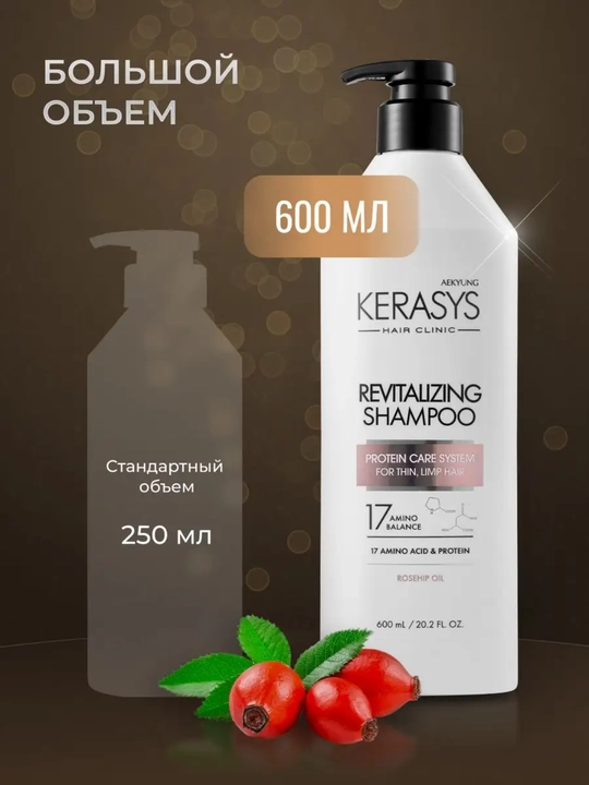 Шампунь - Для жирных волос Kerasys Корея с восстанавливающим кератином, 600 мл