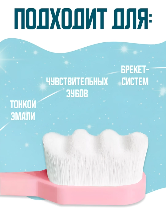 Зубная щетка с ультратонкой мягкой щетиной, в пластиковой тубе, для чувствительных зубов