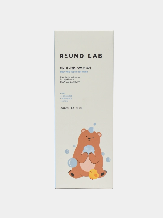 Нежный гипоаллергенный детский гель для душа Round lab Baby Mild Top To Toe Wash, 300 мл - 