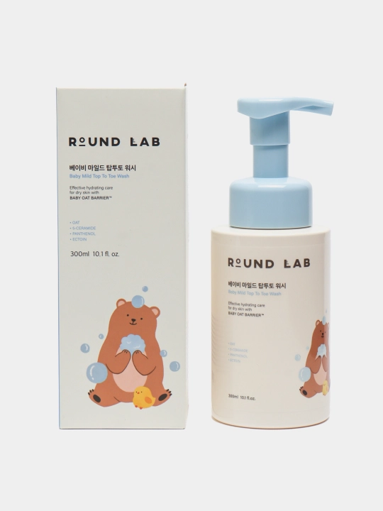 Dush uchun nozik gipoallergenli bolalar geli Round Lab Baby Mild Top To Toe Wash, 300 ml