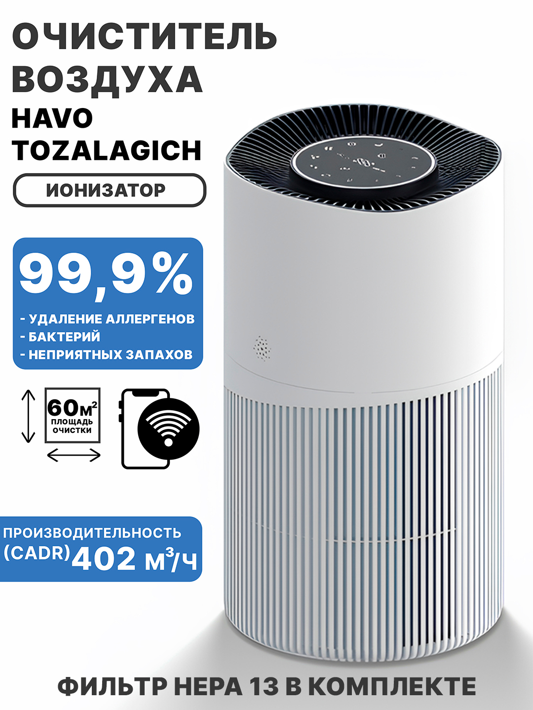 Очиститель воздуха Air Purifier ионизатор для дома, воздухоочиститель с ...