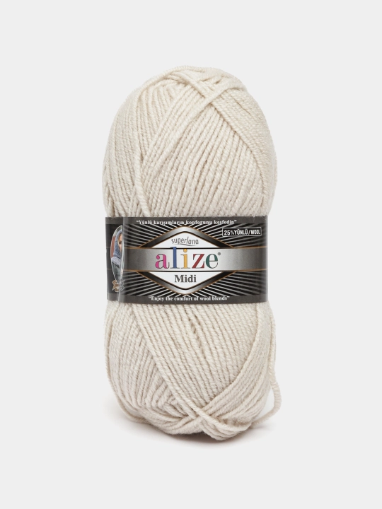 Нить для вязания Alize Superlana Midi, 25% шерсть, 75% акрил, 100 г, 170 м