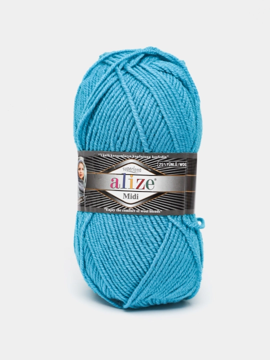 Нить для вязания Alize Superlana Midi, 25% шерсть, 75% акрил, 100 г, 170 м