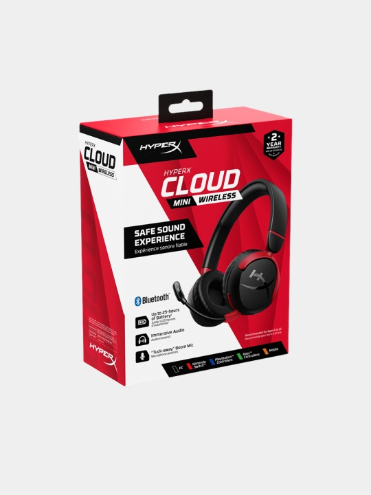 HyperX Cloud Mini Wireless 8-12 yosh bolalar va o`smirlar uchun o'yin simsiz naushniklari