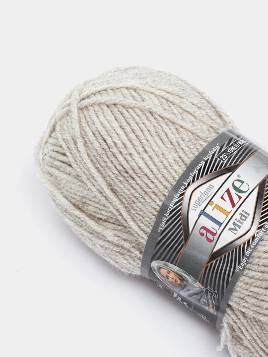 Нить для вязания Alize Superlana Midi, 25% шерсть, 75% акрил, 100 г, 170 м
