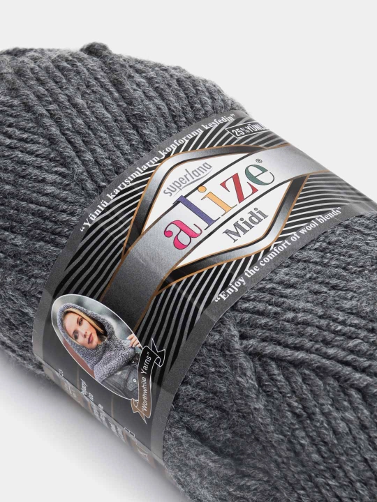 Нить для вязания Alize Superlana Midi, 25% шерсть, 75% акрил, 100 г, 170 м
