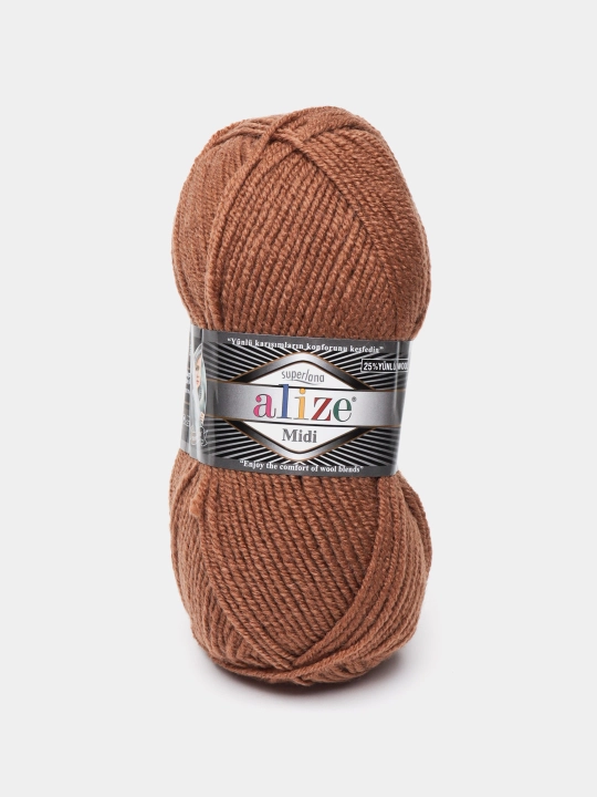 Нить для вязания Alize Superlana Midi, 25% шерсть, 75% акрил, 100 г, 170 м