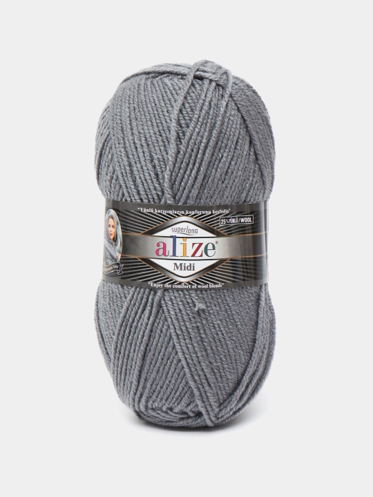 Нить для вязания Alize Superlana Midi, 25% шерсть, 75% акрил, 100 г, 170 м