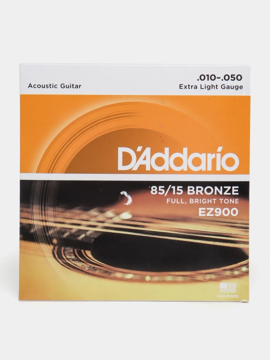 Струны для акустической гитары D'addario EZ900. Калибр 010-050.Бронза 85/15. + Медиатр