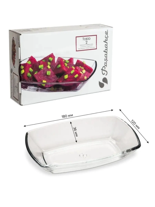 Pasabahce Tokyo 180×120 mm, shisha salat idishi, salatlarni tortish uchun 2 ta to‘plam