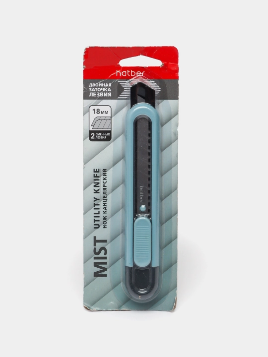 Нож канцелярский Hatber Mist, 18 мм AUTO-LOCK, 2 запасных лезвия, UK_081772