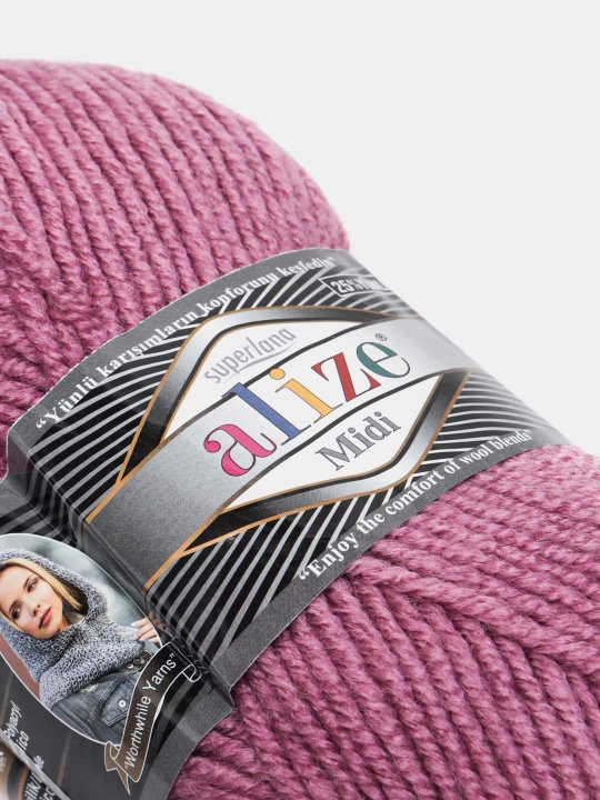 Нить для вязания Alize Superlana Midi, 25% шерсть, 75% акрил, 100 г, 170 м