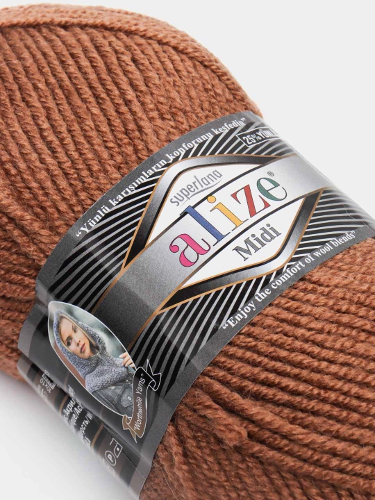Нить для вязания Alize Superlana Midi, 25% шерсть, 75% акрил, 100 г, 170 м