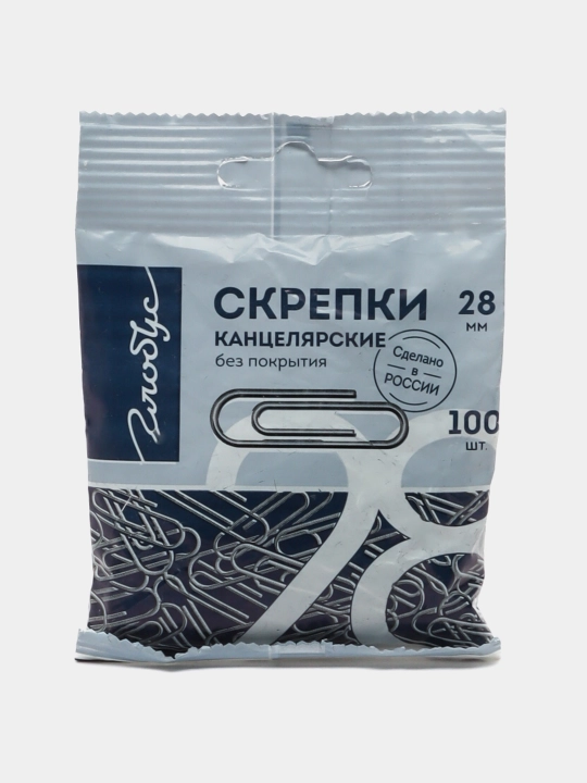 Qog'oz qisqichlari Globus S28-100 P rangli, yevroboks, L 28 mm, 100 dona - 