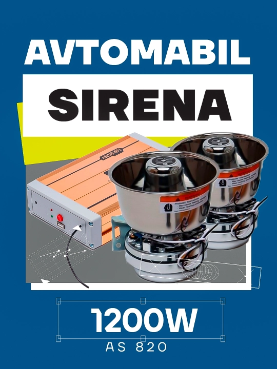 Автомобильная сирена, 600 Вт/1200 Вт, AS820 - 