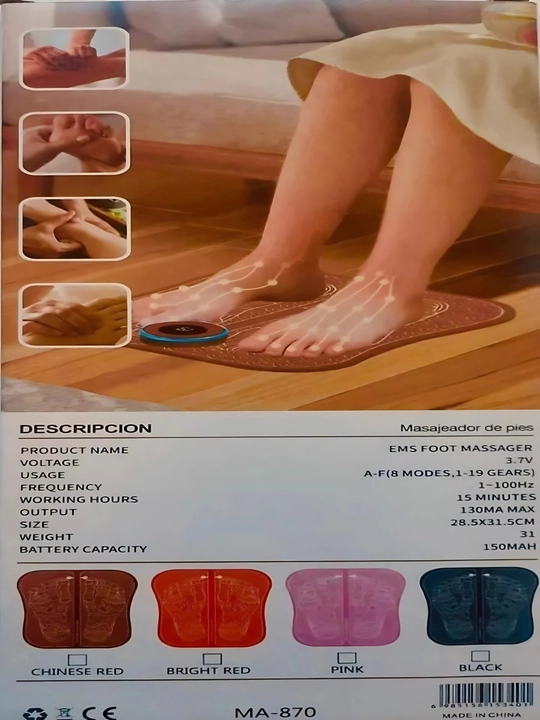 Массажер для ног и тела с кинезио тейпом, миостимулятор электрический EMS Foot Massager