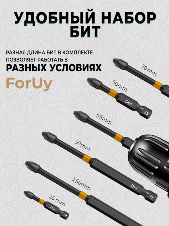 Набор торсионных бит для шуруповерта PH2