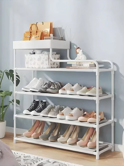 Полка - этажерка для обуви, 5 ярусов, обувница, подставка — TRENDY-00248-БЕЛЫЙ