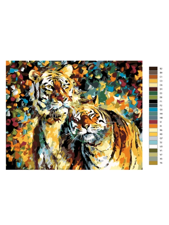 Raqamlar bo'yicha rasm chizish ARTERY "Sherlar, yo'lbarslar" holstda rang berish, 40*50 sm